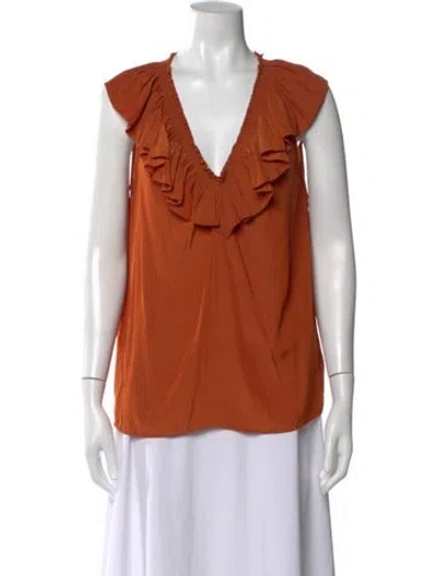 Pre-owned Ramy Brook V-neck Sleeveless Blouse In Orange