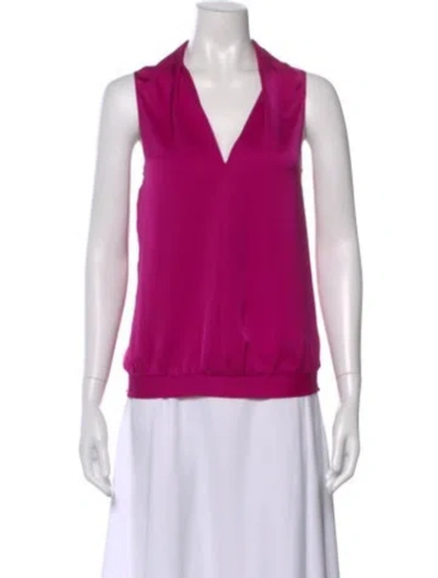 Pre-owned Ramy Brook V-neck Sleeveless Blouse In Pink