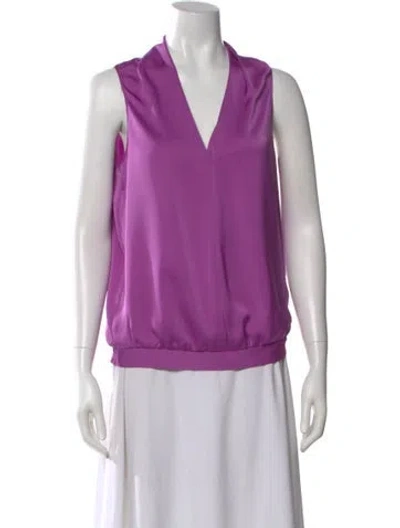 Pre-owned Ramy Brook V-neck Sleeveless Blouse In Purple