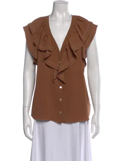 Pre-owned Ramy Brook V-neck Sleeveless Blouse W/ Tags In Brown