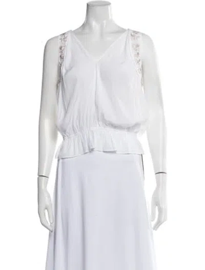 Pre-owned Ramy Brook V-neck Sleeveless Blouse W/ Tags In White