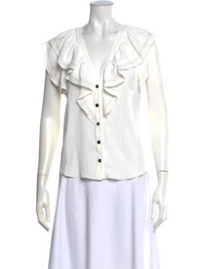 Pre-owned Ramy Brook V-neck Sleeveless Blouse In White