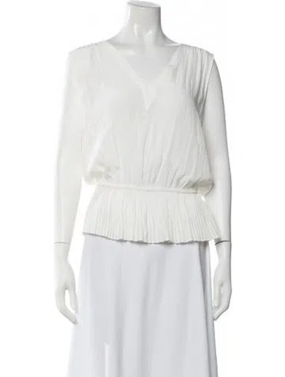 Pre-owned Ramy Brook V-neck Sleeveless Blouse In White