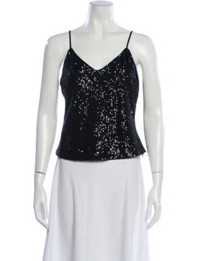 Pre-owned Ramy Brook V-neck Sleeveless Crop Top W/ Tags In Black