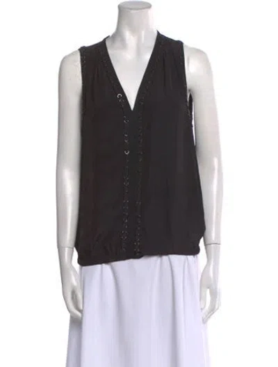 Pre-owned Ramy Brook V-neck Sleeveless Top In Black