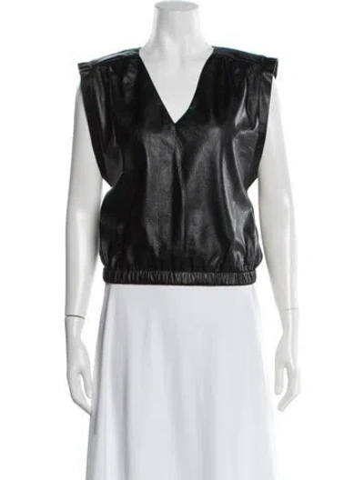 Pre-owned Ramy Brook V-neck Sleeveless Top In Black