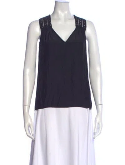 Pre-owned Ramy Brook V-neck Sleeveless Top In Black