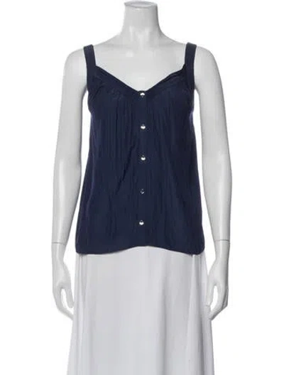 Pre-owned Ramy Brook V-neck Sleeveless Top In Blue