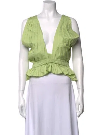 Pre-owned Ramy Brook V-neck Sleeveless Top In Green