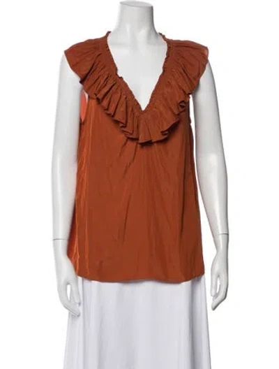 Pre-owned Ramy Brook V-neck Sleeveless Top In Orange