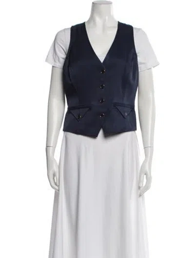 Pre-owned Ramy Brook V-neck Sleeveless Top W/ Tags In Blue