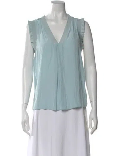 Pre-owned Ramy Brook V-neck Sleeveless Top W/ Tags In Blue