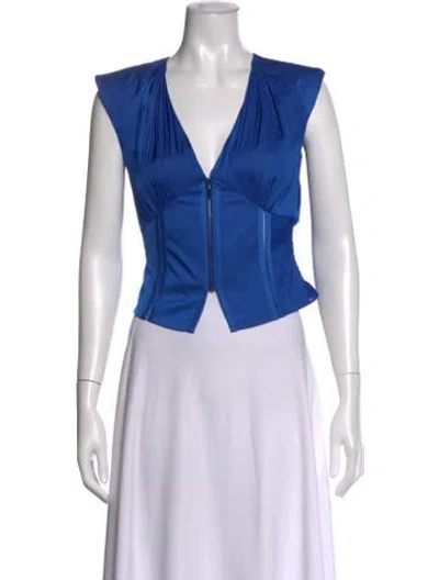 Pre-owned Ramy Brook V-neck Sleeveless Top W/ Tags In Blue