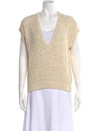 Pre-owned Ramy Brook V-neck Sweater W/ Tags In Gold