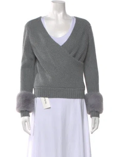 Pre-owned Ramy Brook V-neck Sweater W/ Tags In Grey