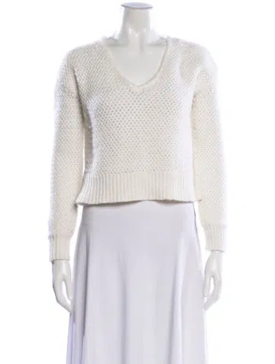 Pre-owned Ramy Brook V-neck Sweater In White