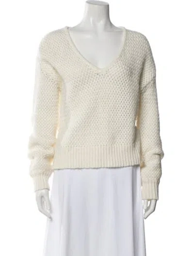 Pre-owned Ramy Brook V-neck Sweater In White