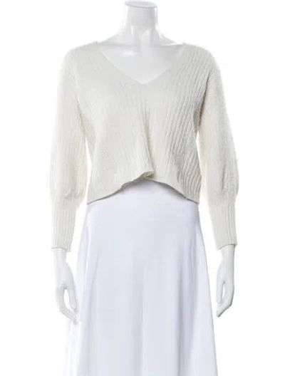 Pre-owned Ramy Brook V-neck Sweater In White
