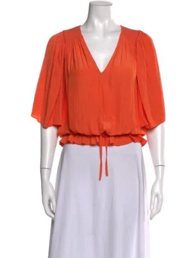 Pre-owned Ramy Brook V-neck Three-quarter Sleeve Crop Top In Orange