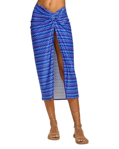 Ramy Brook Wave Xana Swim Cover-up Skirt In Blue