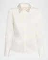 Ramy Brook Wendy Embellished-collar Button Shirt In White