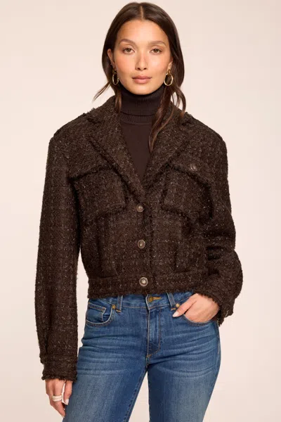 Ramy Brook Wendy Lurex Tweed Cropped Jacket In Heritage Brown