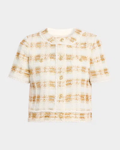 Ramy Brook Wesley Plaid Tweed Jacket In Neutral