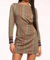 Ramy Brook Wheller Ruched Long Sleeve Mini Dress In Woodrose Combo In Multi