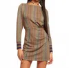 Ramy Brook Wheller Ruched Long Sleeve Mini Dress In Woodrose Combo In Brown