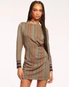 Ramy Brook Wheller Ruched Long Sleeve Mini Dress In Woodrose Combo In Woodrose Combo