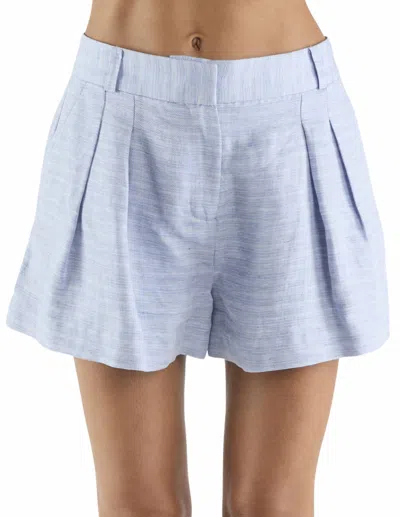 Ramy Brook Winifred Textured Linen Mini Short In Blue Bazaar