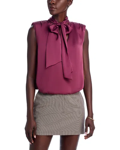Ramy Brook Winnet Tie Neck Blouse In Pinot Noir