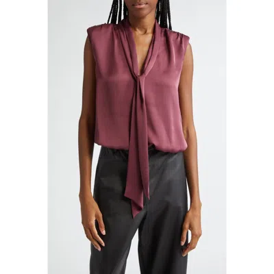 RAMY BROOK RAMY BROOK WINNET TIE NECK SATIN SLEEVELESS TOP