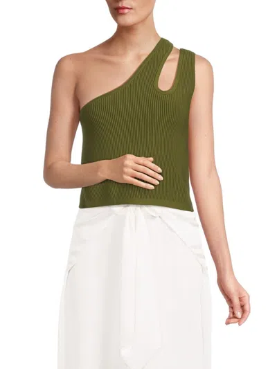 Ramy Brook Women's Addilyn Cutout Ribbed Top In Dark Olive