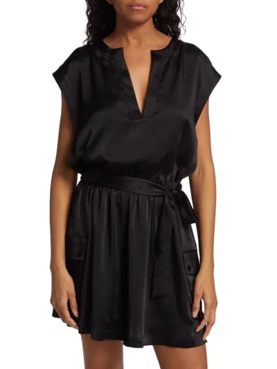Ramy Brook Women's Addison Satin Mini Dress In Black