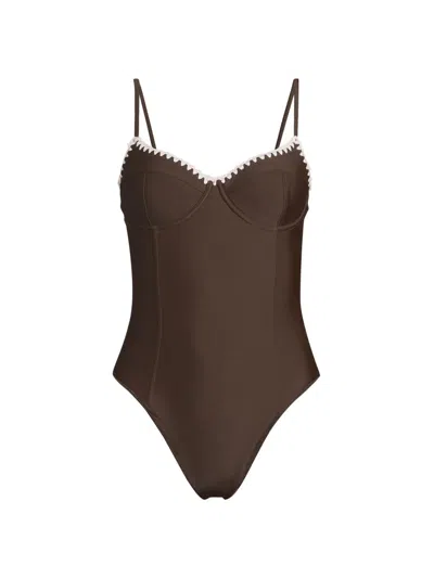 Ramy Brook Women's Addisyn Whipstitch One-piece Swimsuit In Brown