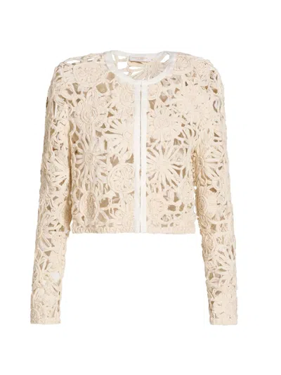 Ramy Brook Adelynn Openwork Floral Jacket In Neutral