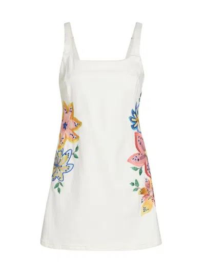 Ramy Brook Adriana Floral Embroidered Denim Mini Dress In Multi