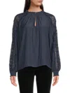 Ramy Brook Women's Agatha Raglan Lace Top In Blue