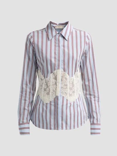 Ramy Brook Women's Alana Striped Lace-overlay Shirt In Multi