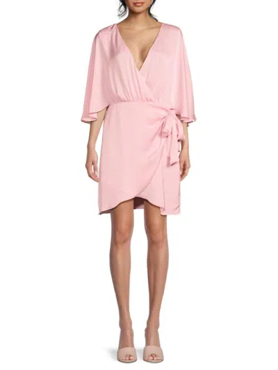 Ramy Brook Women's Alexis Faux Wrap Satin Mini Dress In Candy Pink