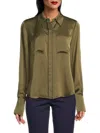 Ramy Brook Women's Aliza Contrast-piping Top In Dark Olive