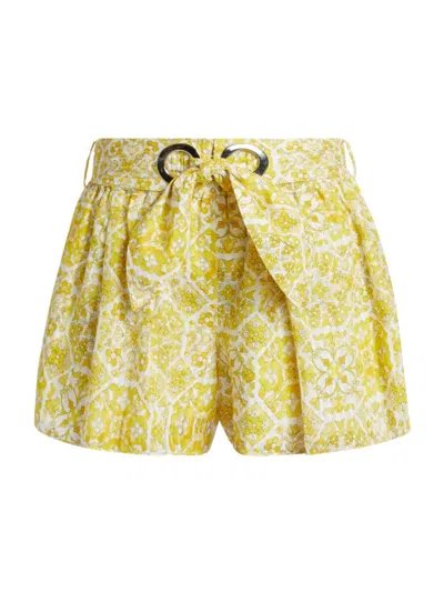 Ramy Brook Women's Allie Floral Cotton-blend Shorts In Bright Lemon Positano