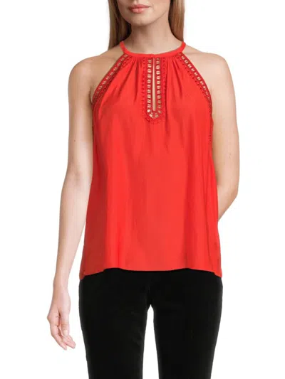 Ramy Brook Women's Allysha Lace Trim Top In Flame Orange