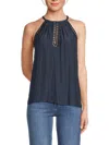 Ramy Brook Women's Allysha Lace Trim Top In Navy
