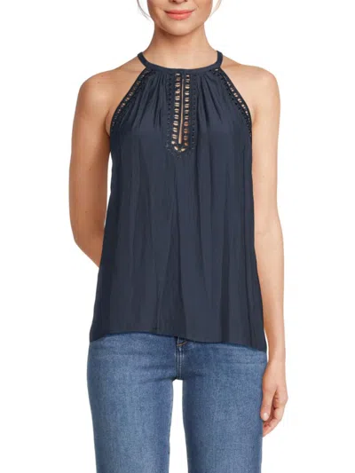 Ramy Brook Women's Allysha Lace Trim Top In Navy