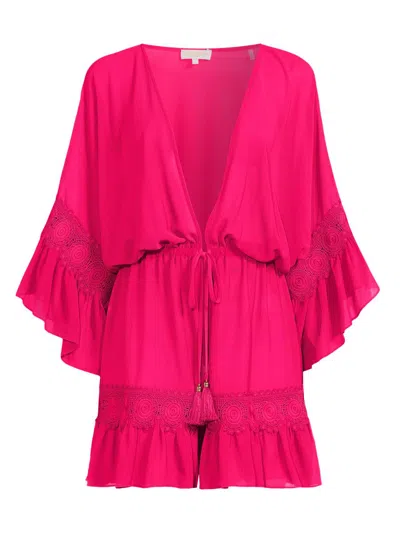 Ramy Brook Women's Amalia Lace-trimmed Caftan Cover-up In Pink