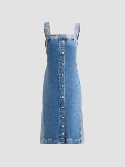 Ramy Brook Women's Amanda Rhinestone-trim Denim Midi Dress In Blue