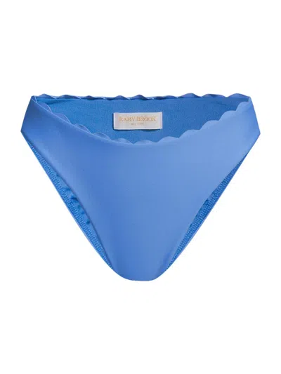 Ramy Brook Amani Scalloped Bikini Bottoms In Serene Blue