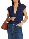 Ramy Brook Amaris Flap Pocket Top In Spring Navy